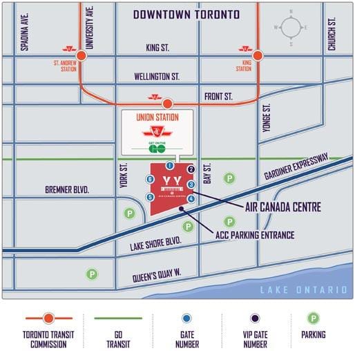 Mapa de l'Air Canada Centre d'aparcament - ACC