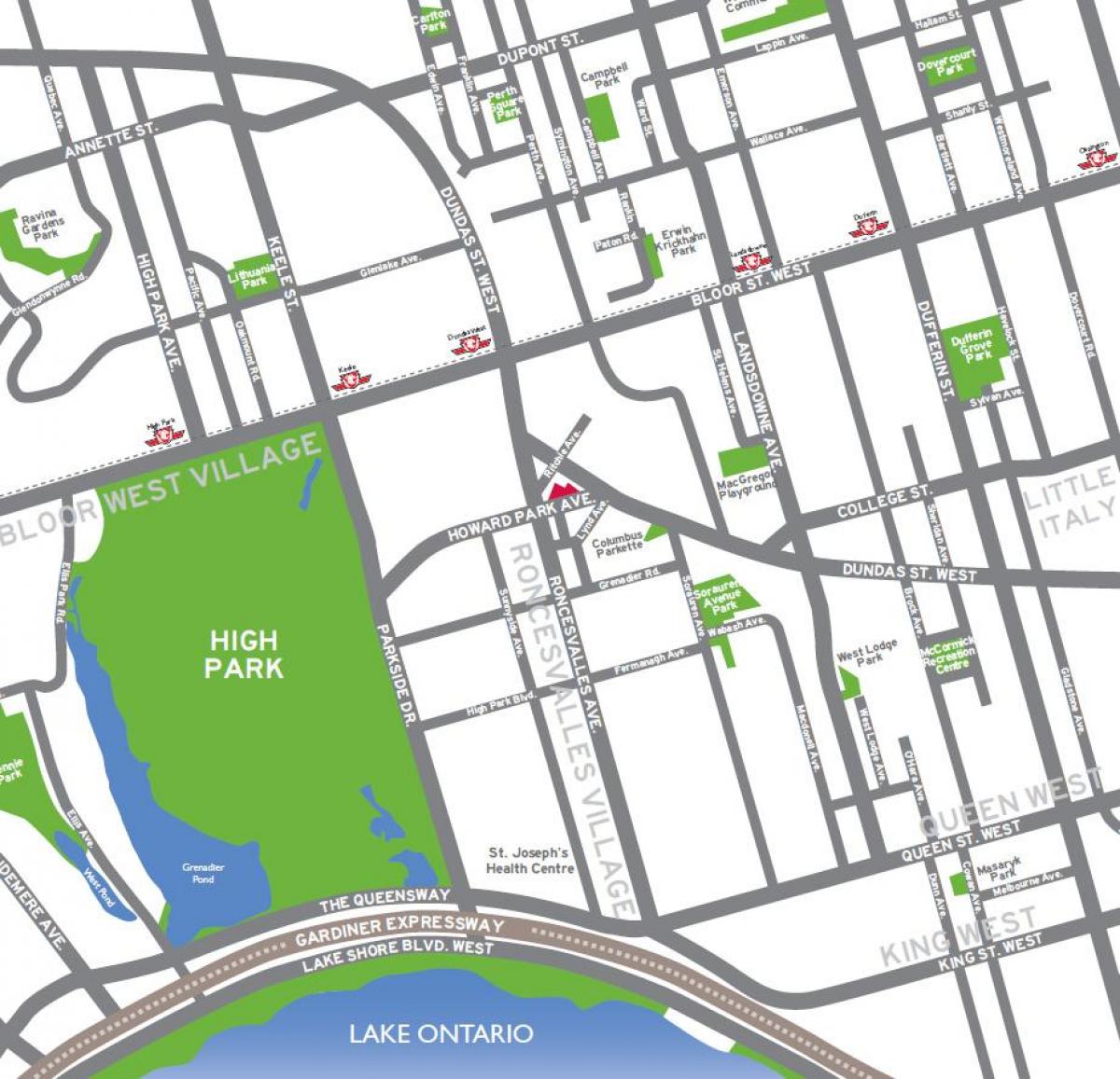 Mapa de l'Alta parc de Toronto visió general