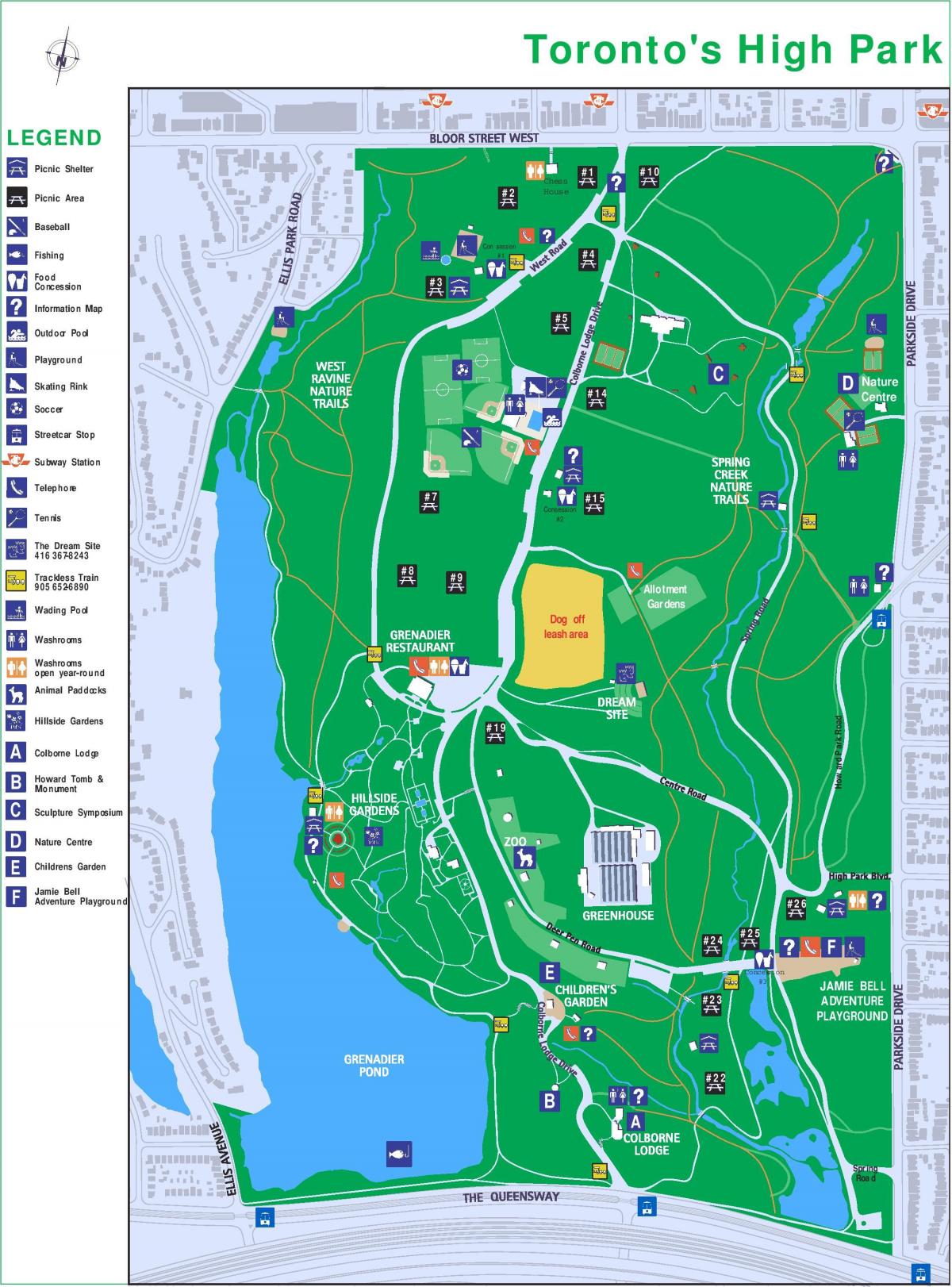 Mapa de l'Alta parc llegenda de Toronto