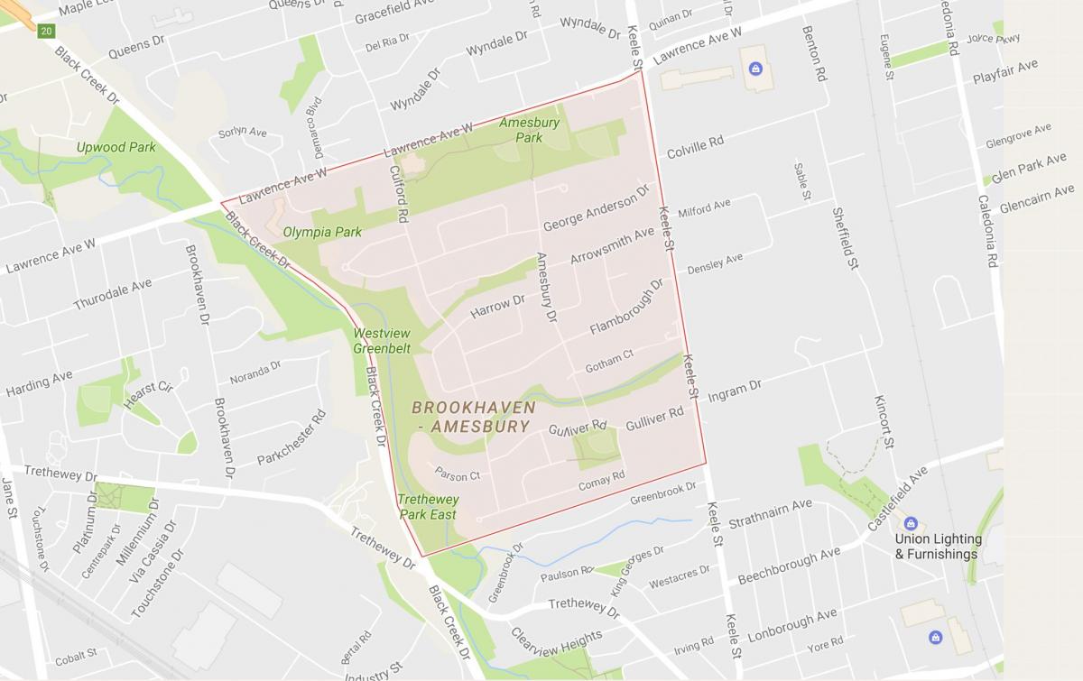 Mapa d'Amesbury barri de Toronto