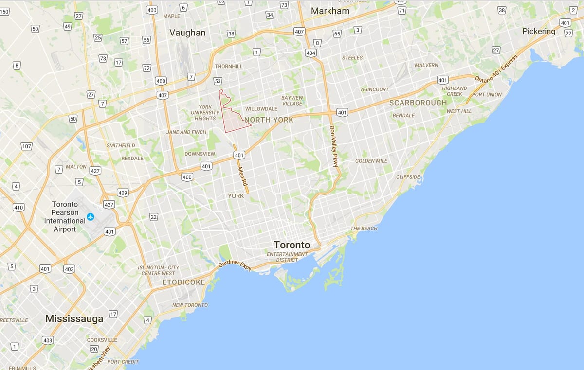 Mapa de Bathurst Senyorial del barri de Toronto