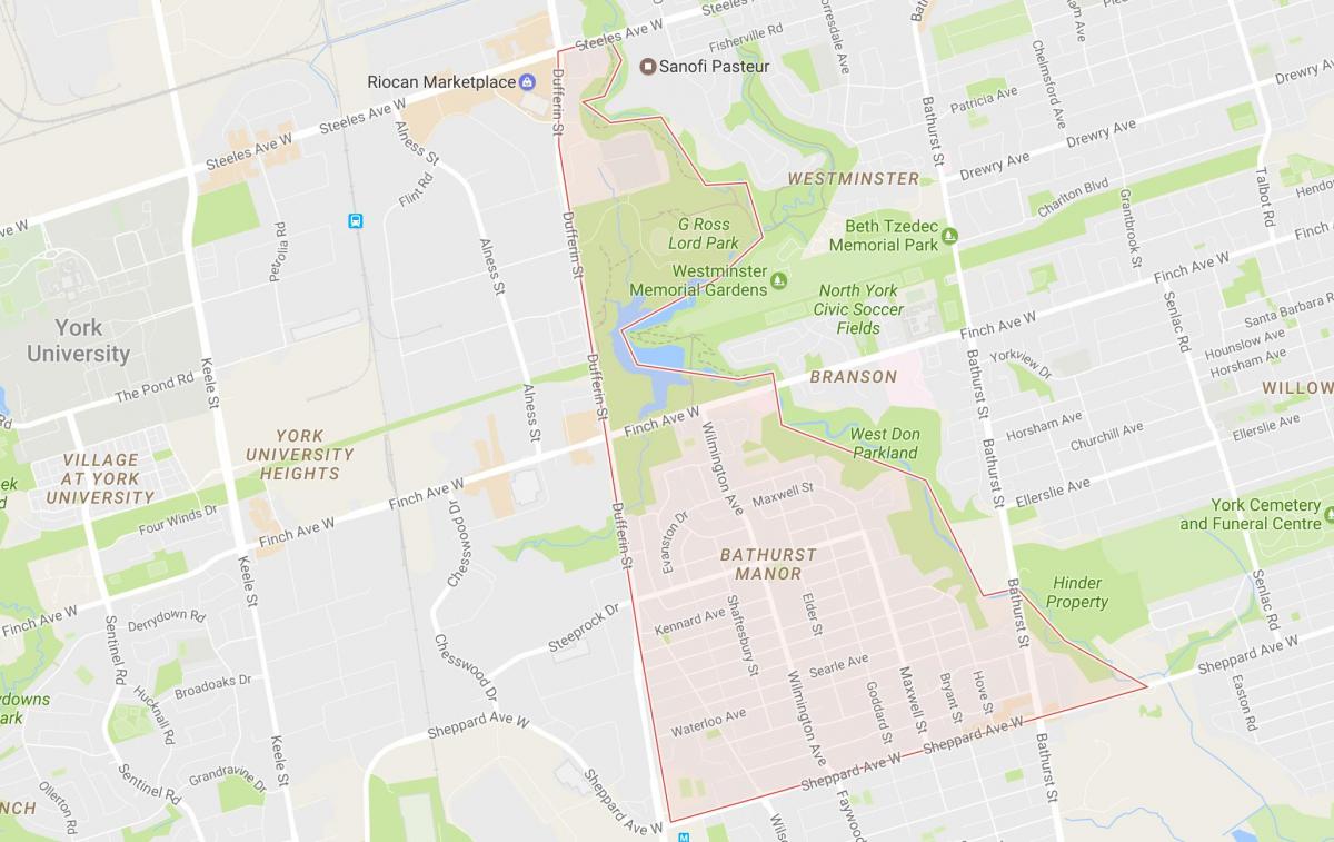 Mapa de Bathurst Senyorial del barri de Toronto