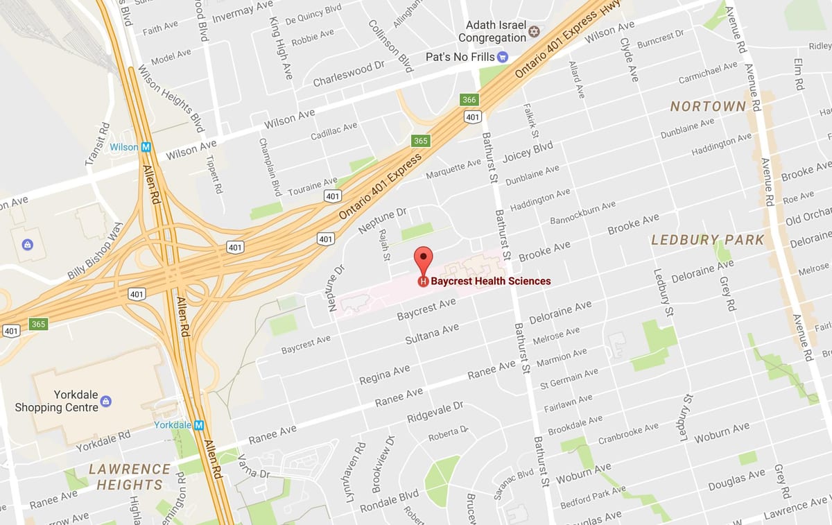 Mapa de Baycrest Ciències de la Salut de Toronto