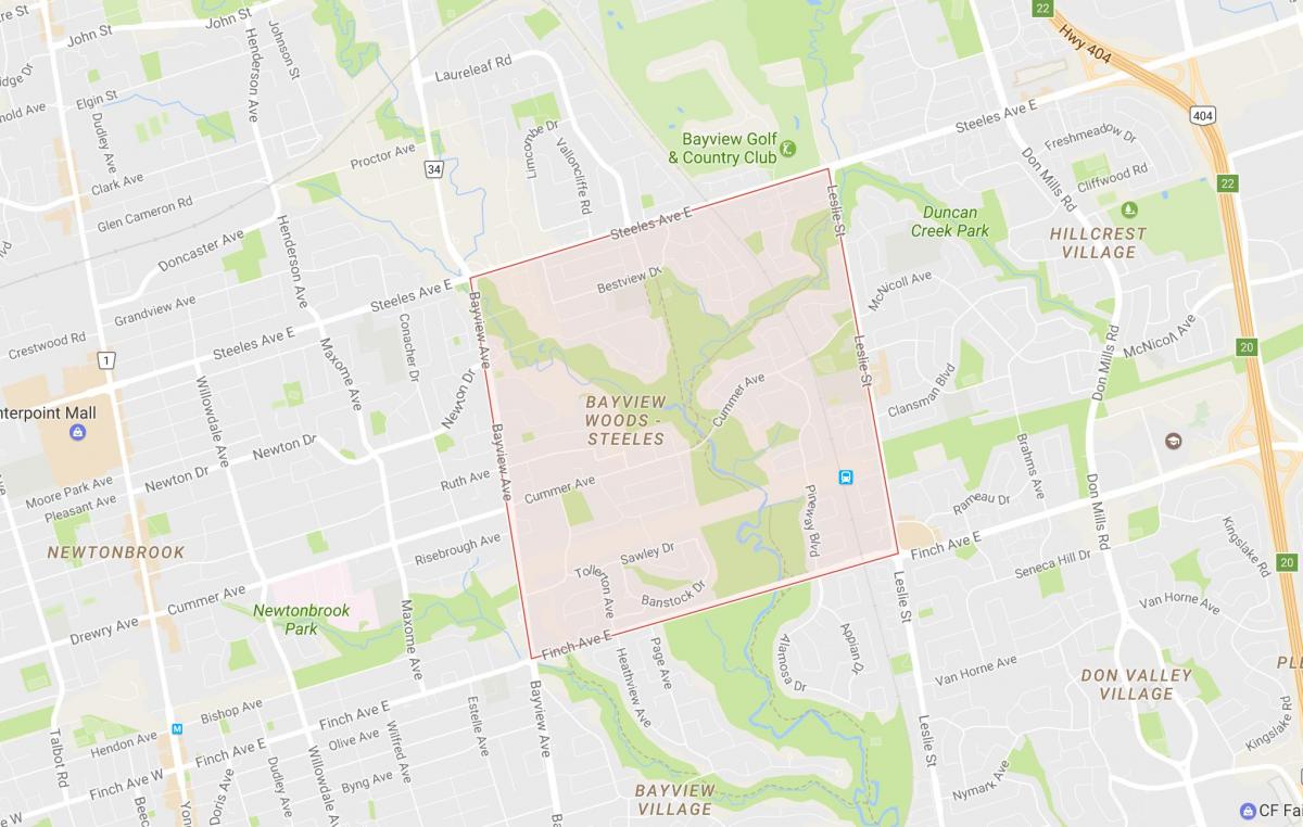 Mapa de Bayview Bosc – Steeles barri de Toronto