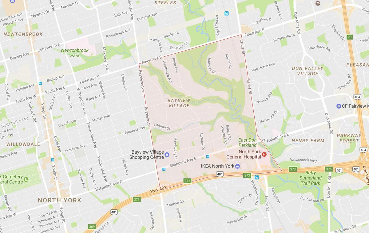 Mapa de Bayview Poble, barri de Toronto