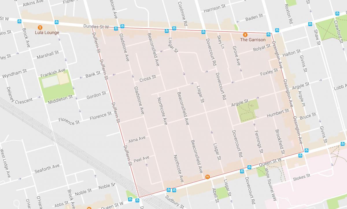 Mapa de Beaconsfield Poble, barri de Toronto