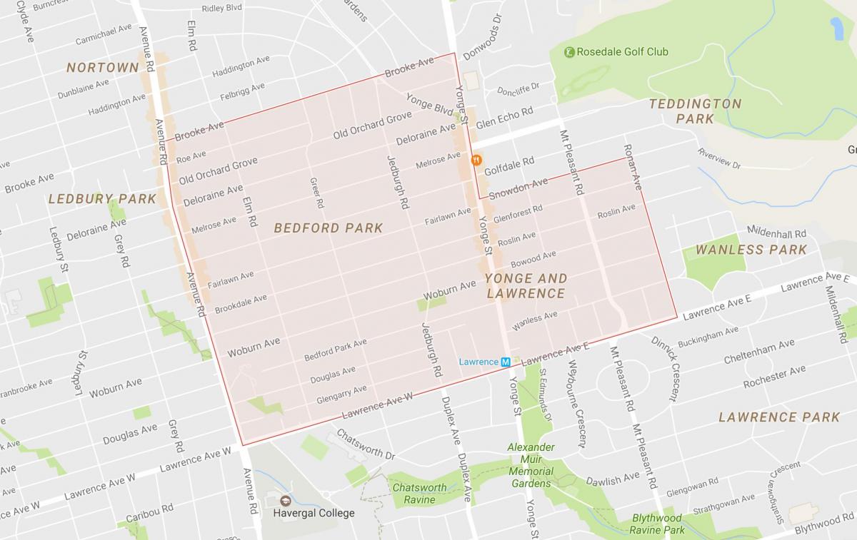 Mapa de Bedford Park al barri de Toronto