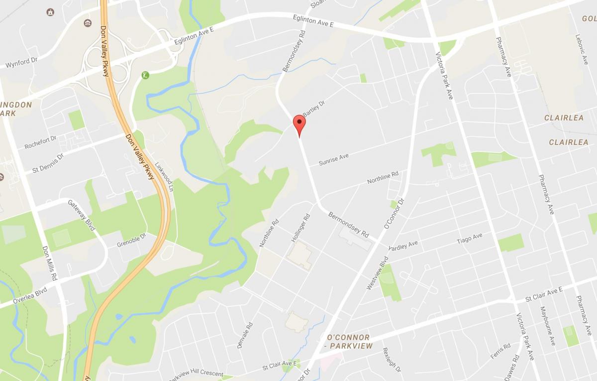 Mapa de Bermondsey barri de Toronto