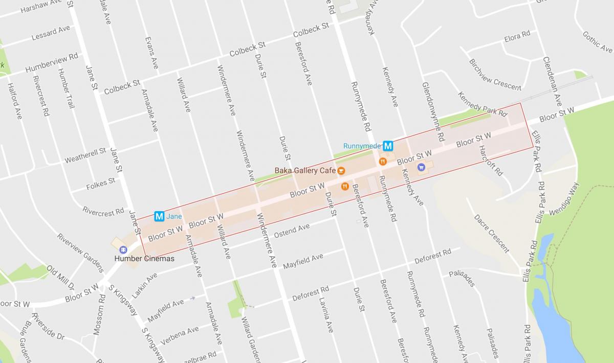 Mapa de Bloor West Village barri de Toronto