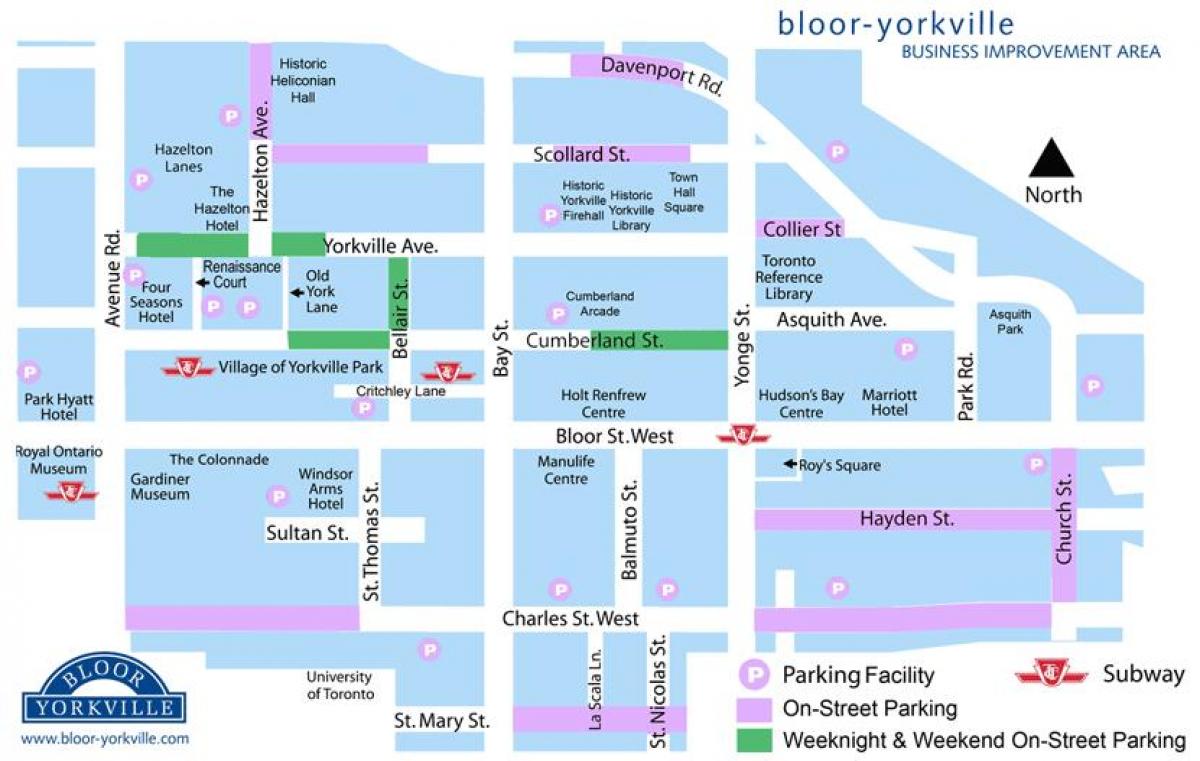 Mapa de Bloor Yorkville aparcament