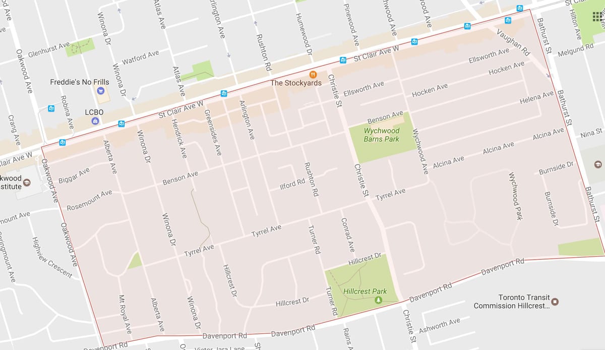 Mapa de Bracondale Turó barri de Toronto