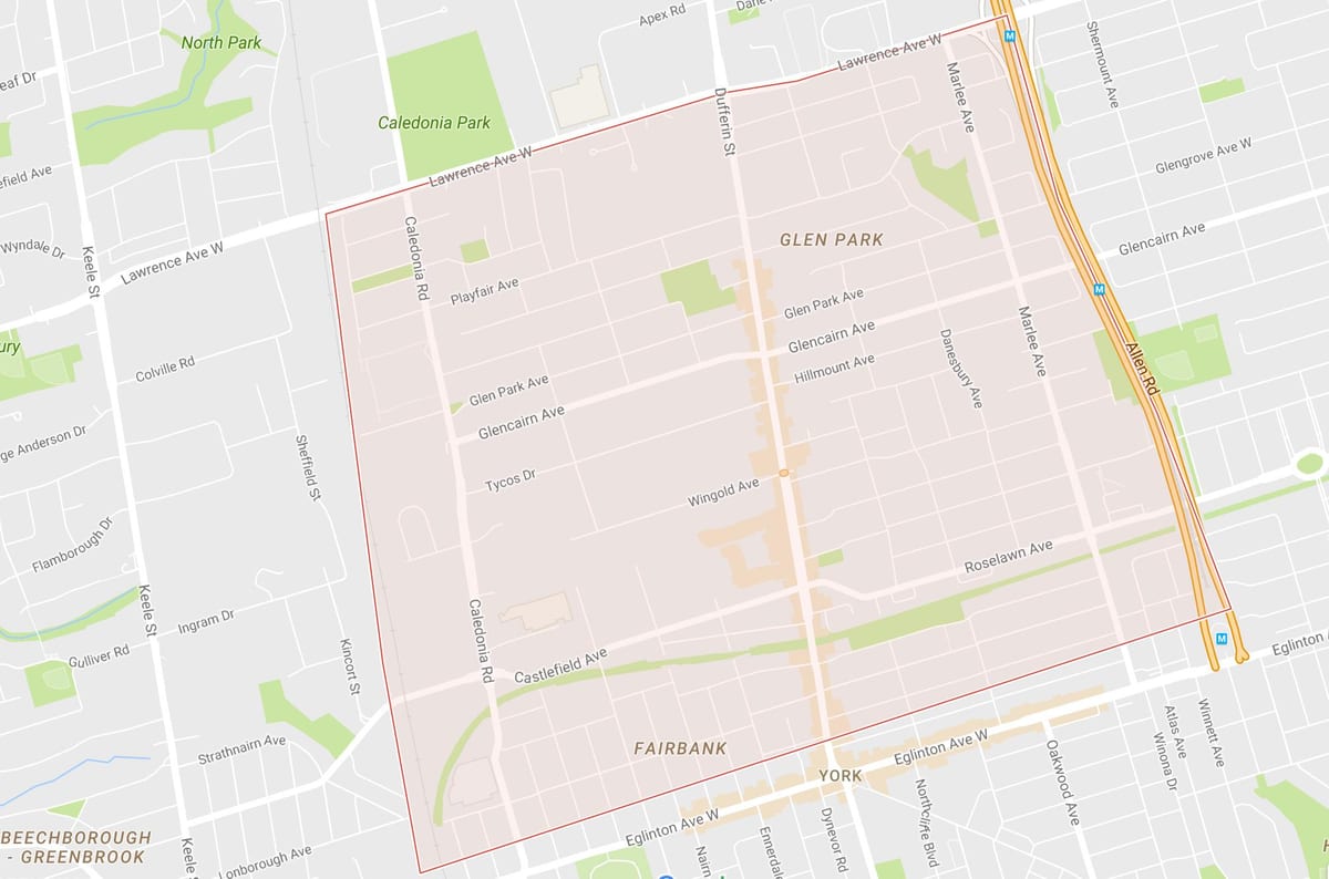 Mapa del Bruc al Turó de Belgravia barri de Toronto