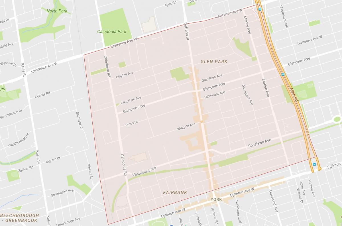 Mapa del Bruc al Turó de Belgravia barri de Toronto