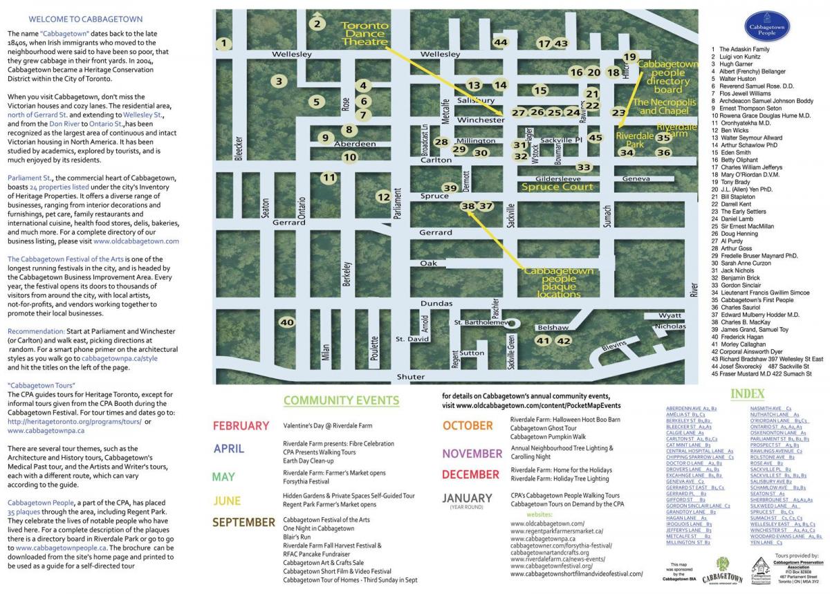 Mapa de Cabbagetown esdeveniments de Toronto