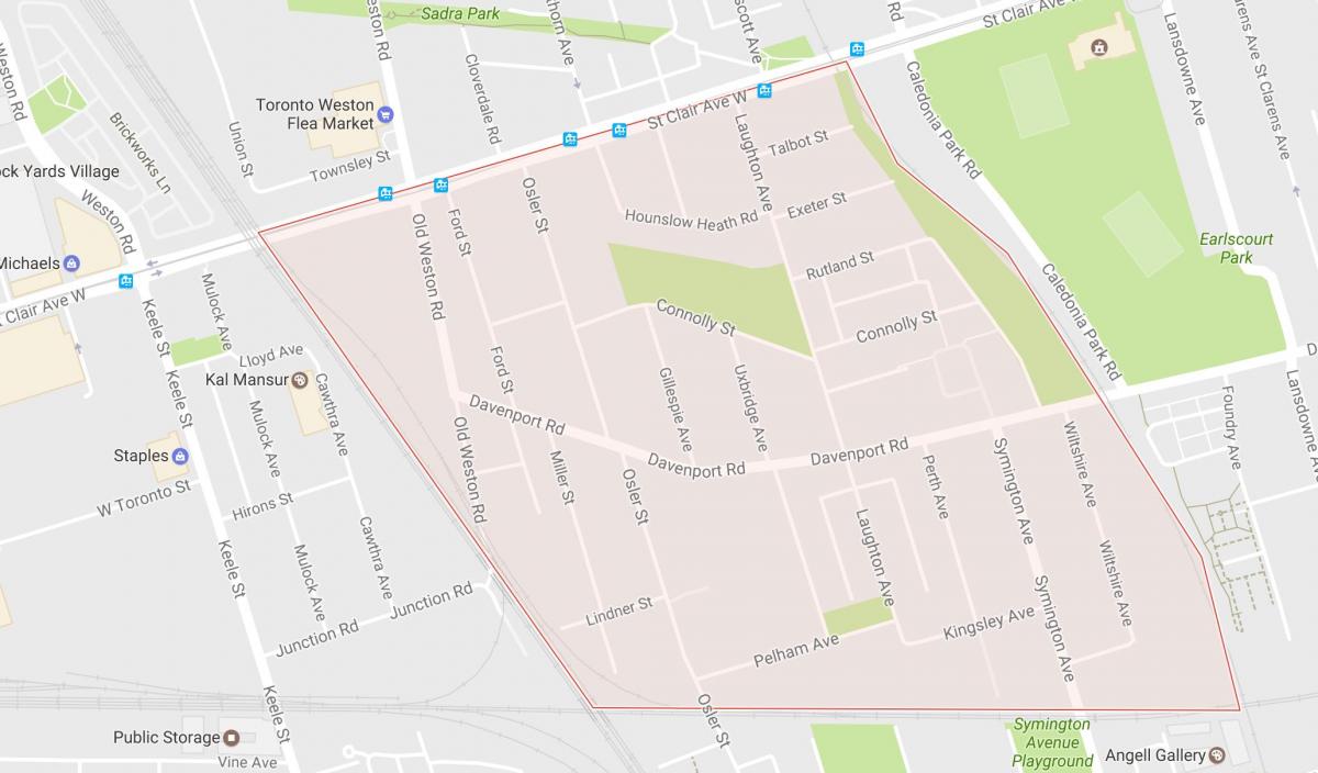 Mapa de Carleton Poble, barri de Toronto