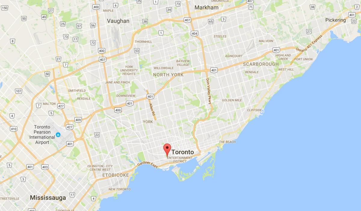 Mapa de la Reina Carrer al districte Oest de Toronto