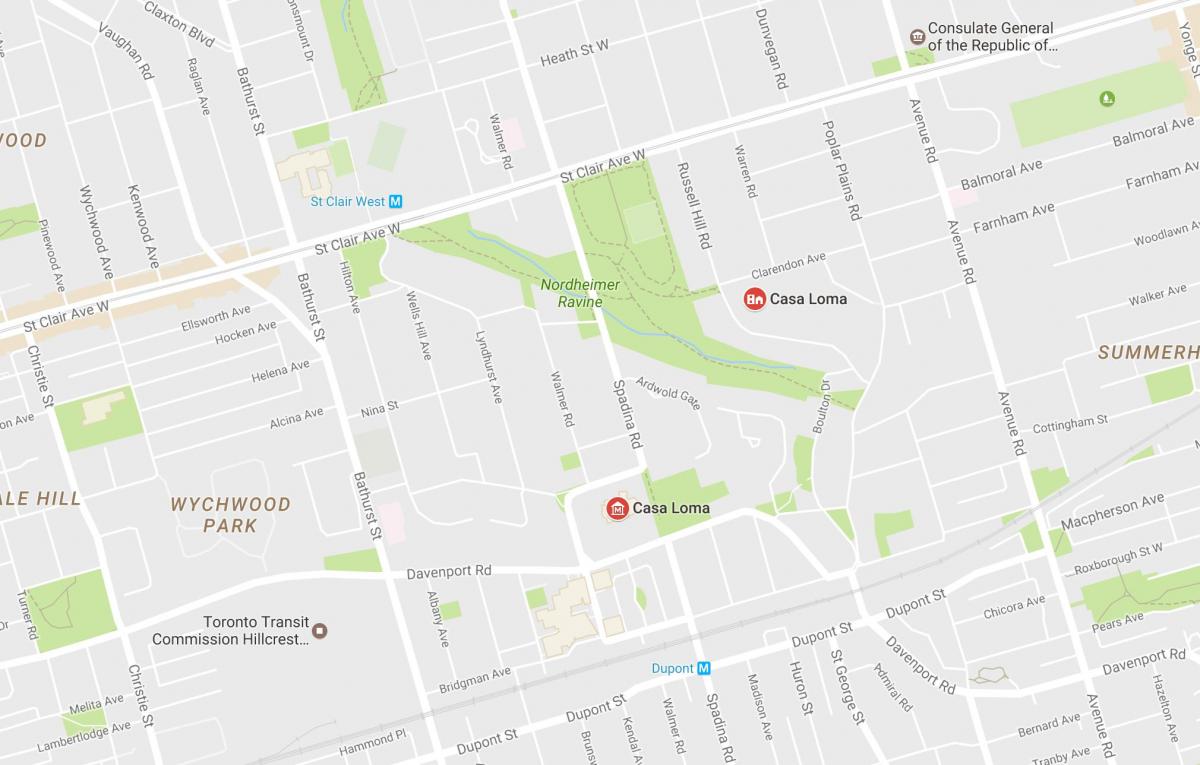 Mapa de Casa Loma barri de Toronto