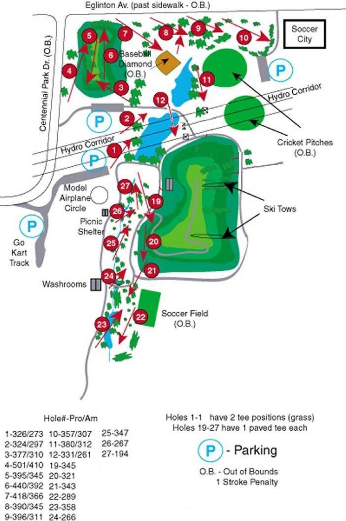 Mapa de Centennial Park golf de Toronto