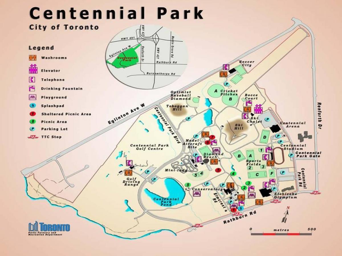 Mapa de Centennial Park Hivernacle Toronto