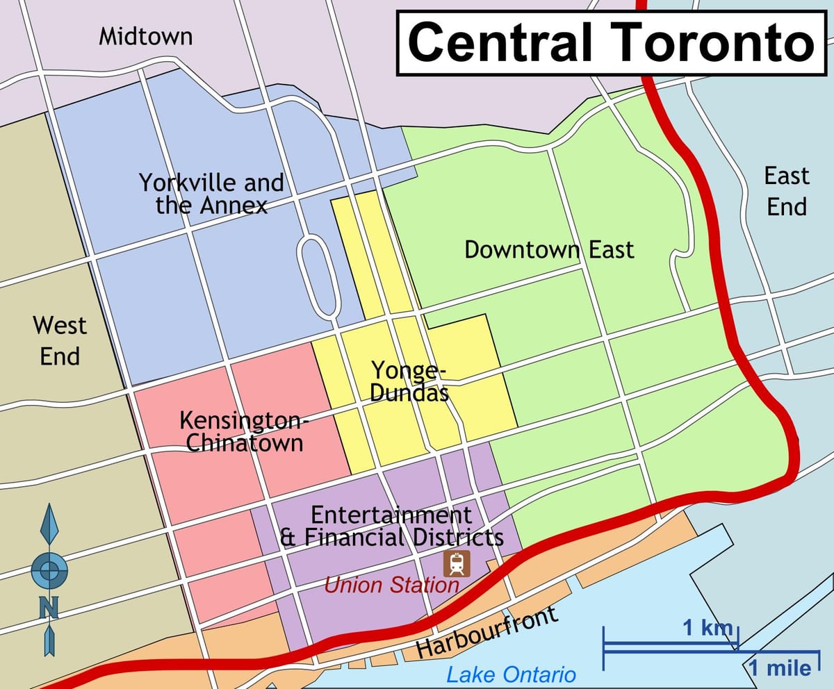 Mapa del Centre de Toronto