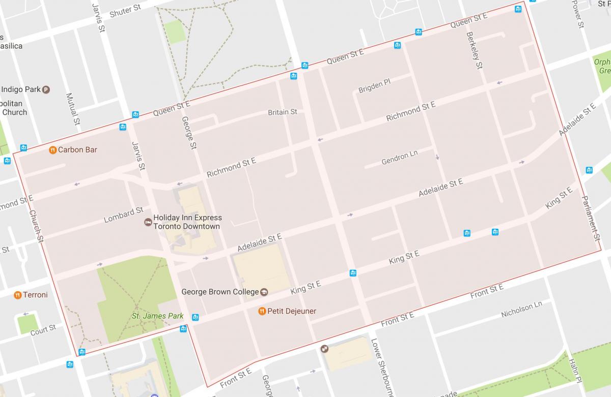 Mapa de Ciutat Vella barri de Toronto