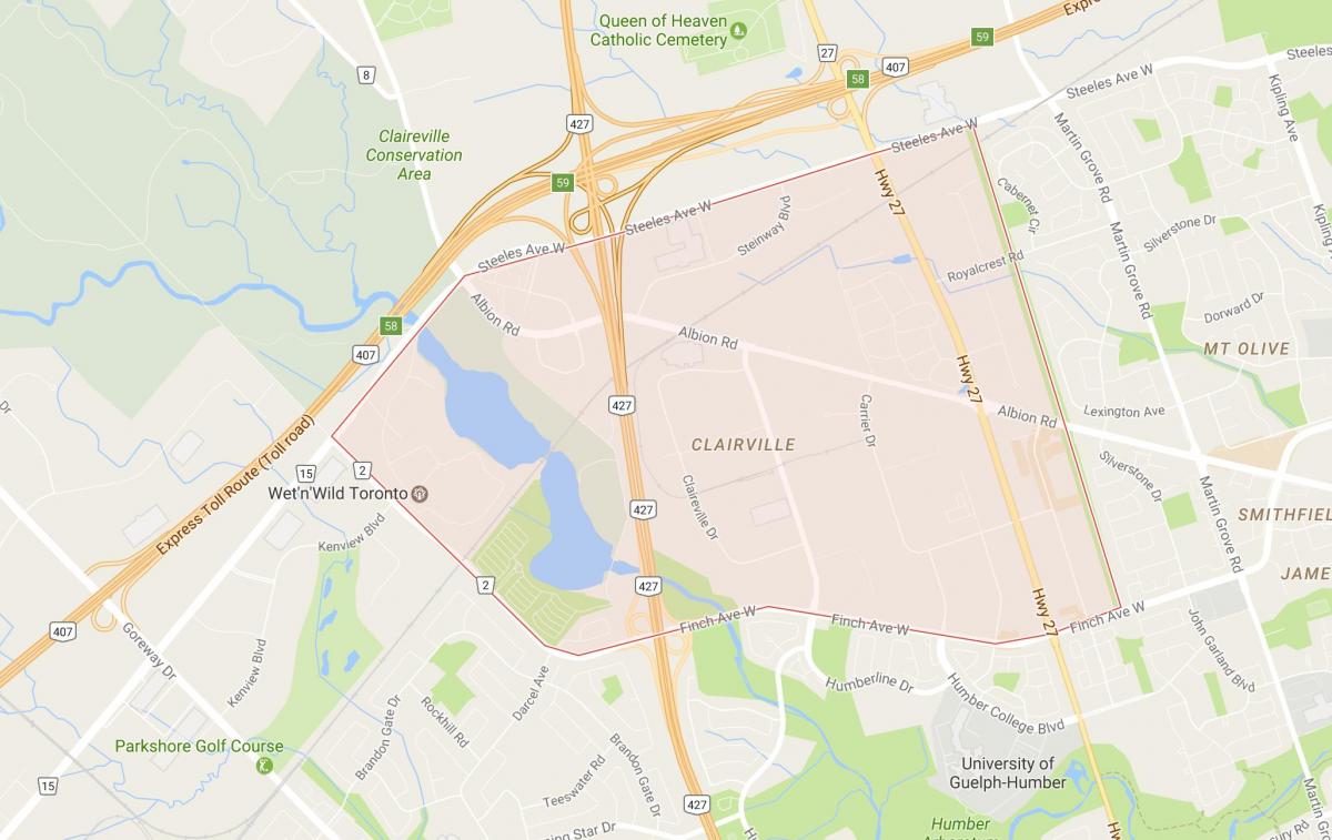 Mapa de Clairville barri de Toronto