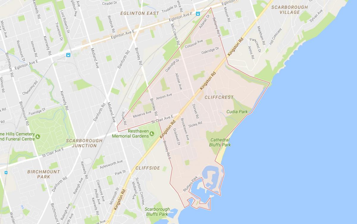 Mapa de Cliffcrest barri de Toronto