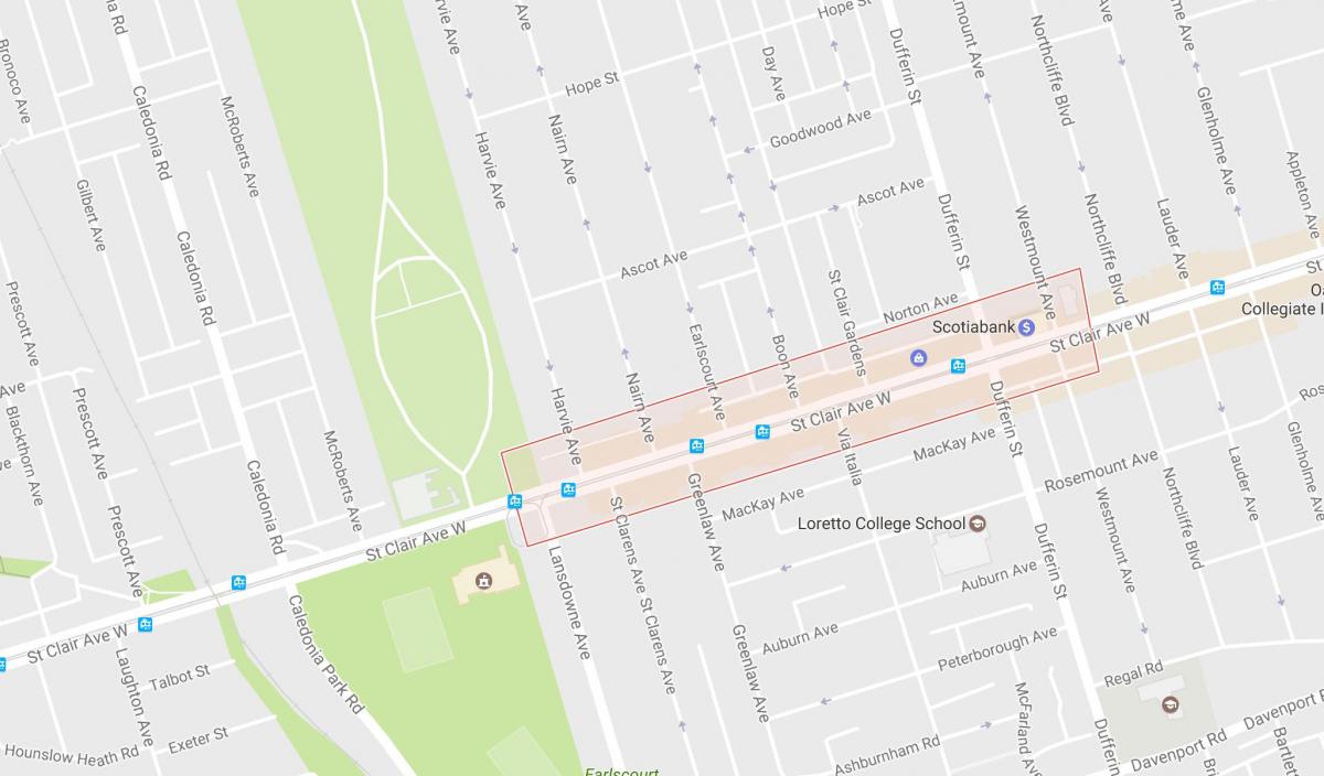 Mapa de Corso Italia barri de Toronto