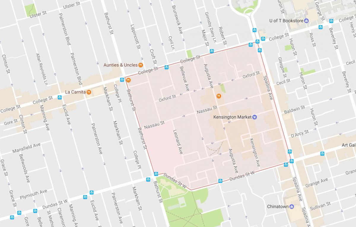 Mapa de Kensington Mercat barri de Toronto