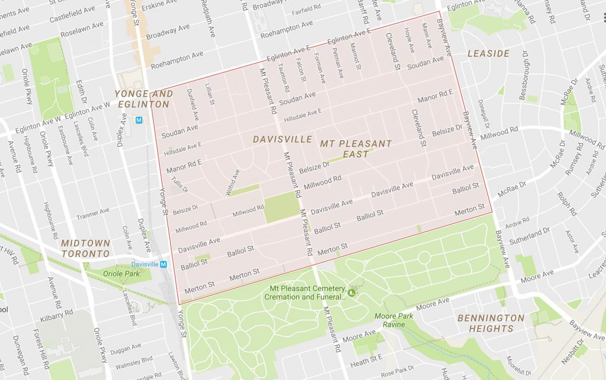 Mapa de Davisville Poble, barri de Toronto