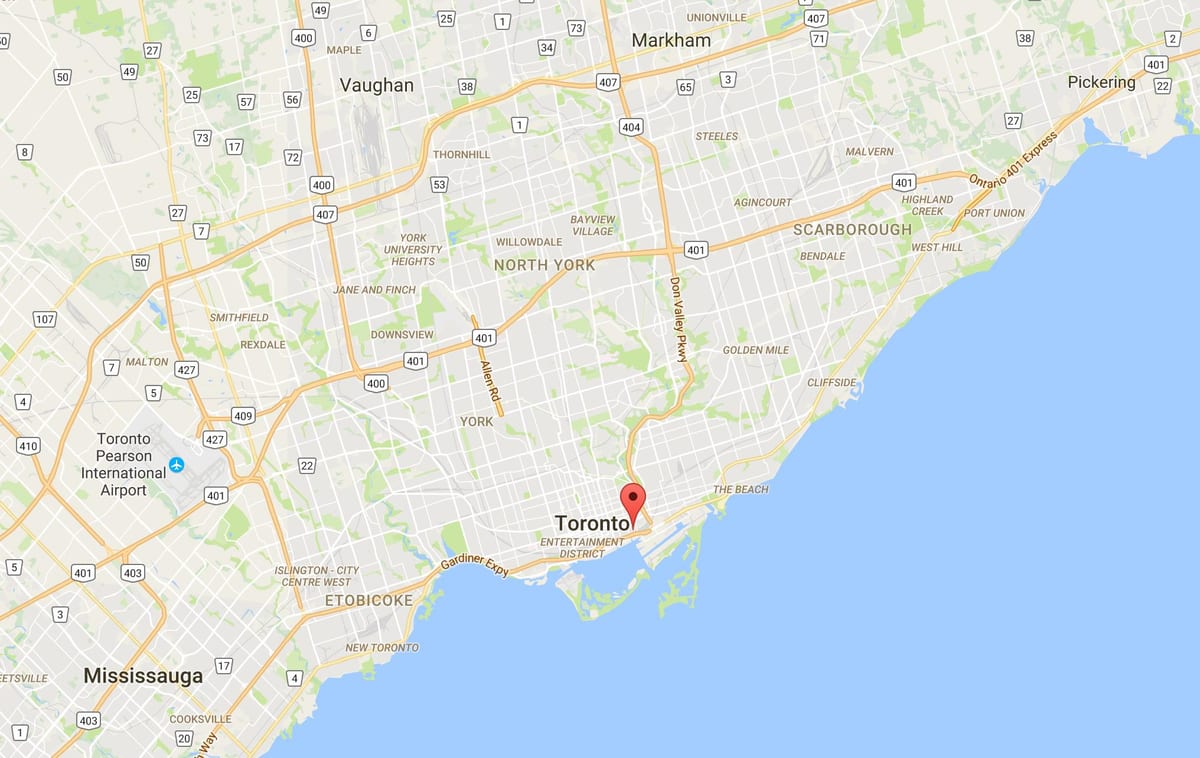 Mapa de la Destil · leria de districte Districte de Toronto