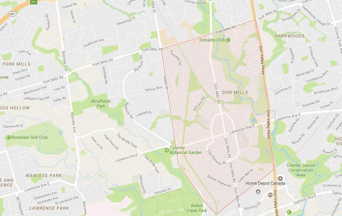 Mapa de Don Mills barri de Toronto