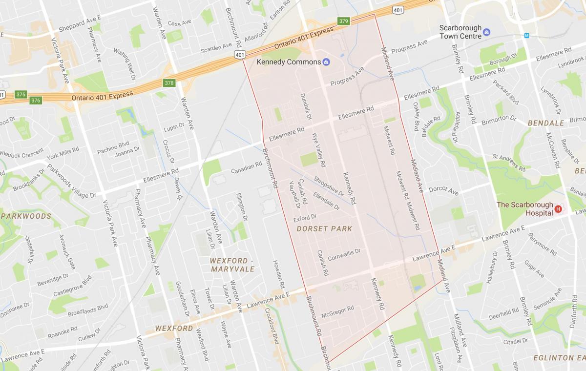 Mapa de Dorset Parc barri de Toronto