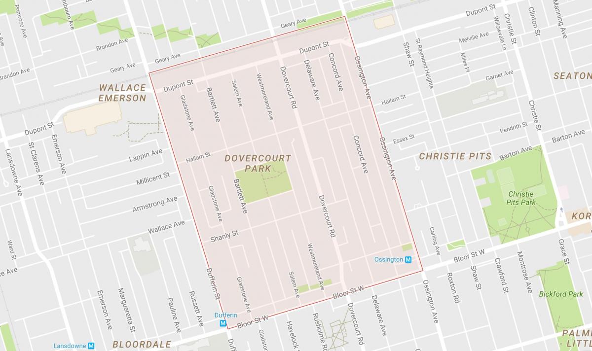 Mapa de Dovercourt Parc barri de Toronto