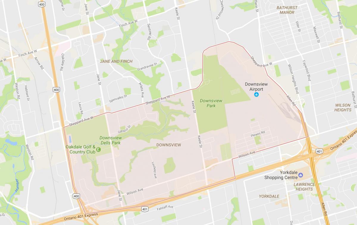 Mapa de Downsview barri de Toronto