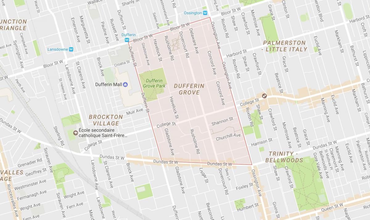 Mapa de Dufferin Grove barri de Toronto