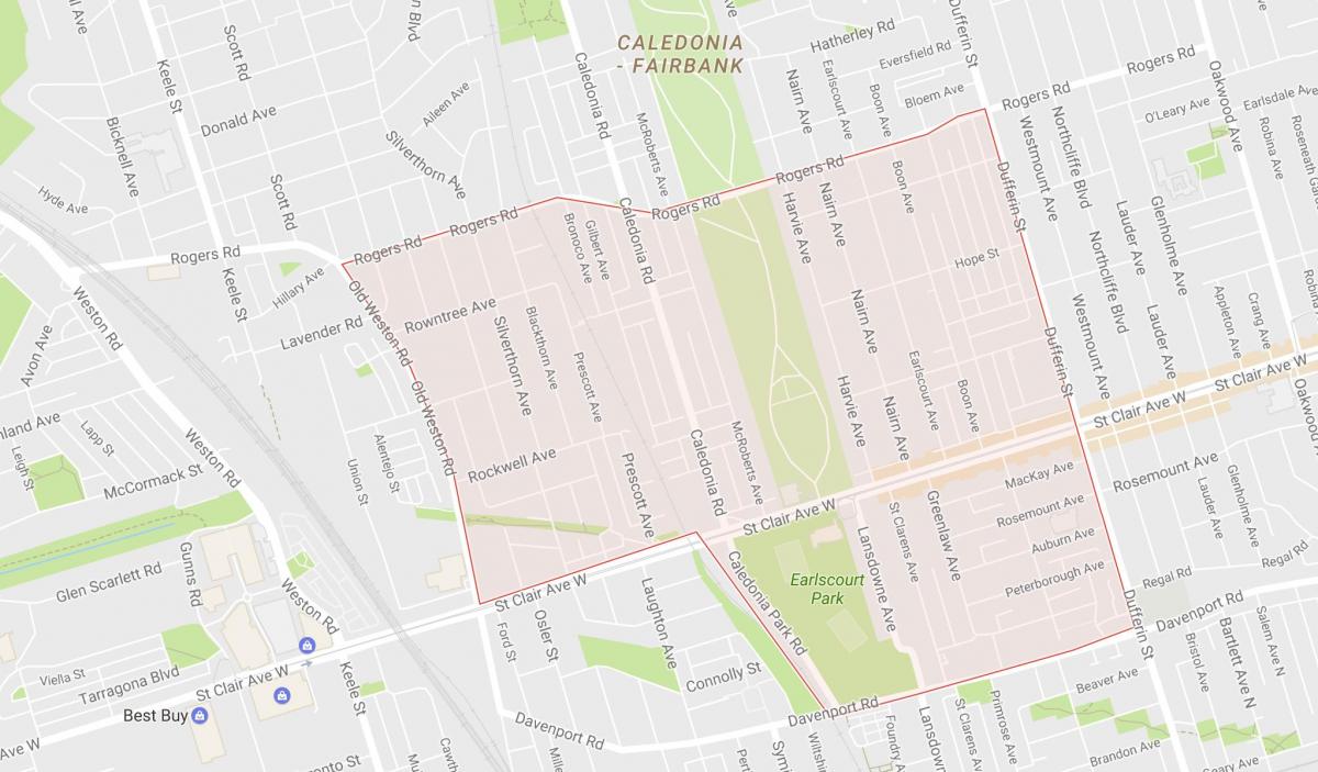 Mapa de Earlscourt barri de Toronto