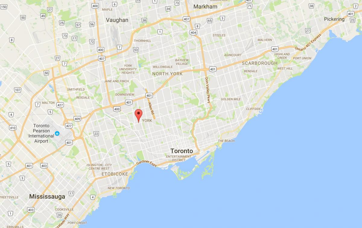 Mapa de Eglinton al districte Oest de Toronto