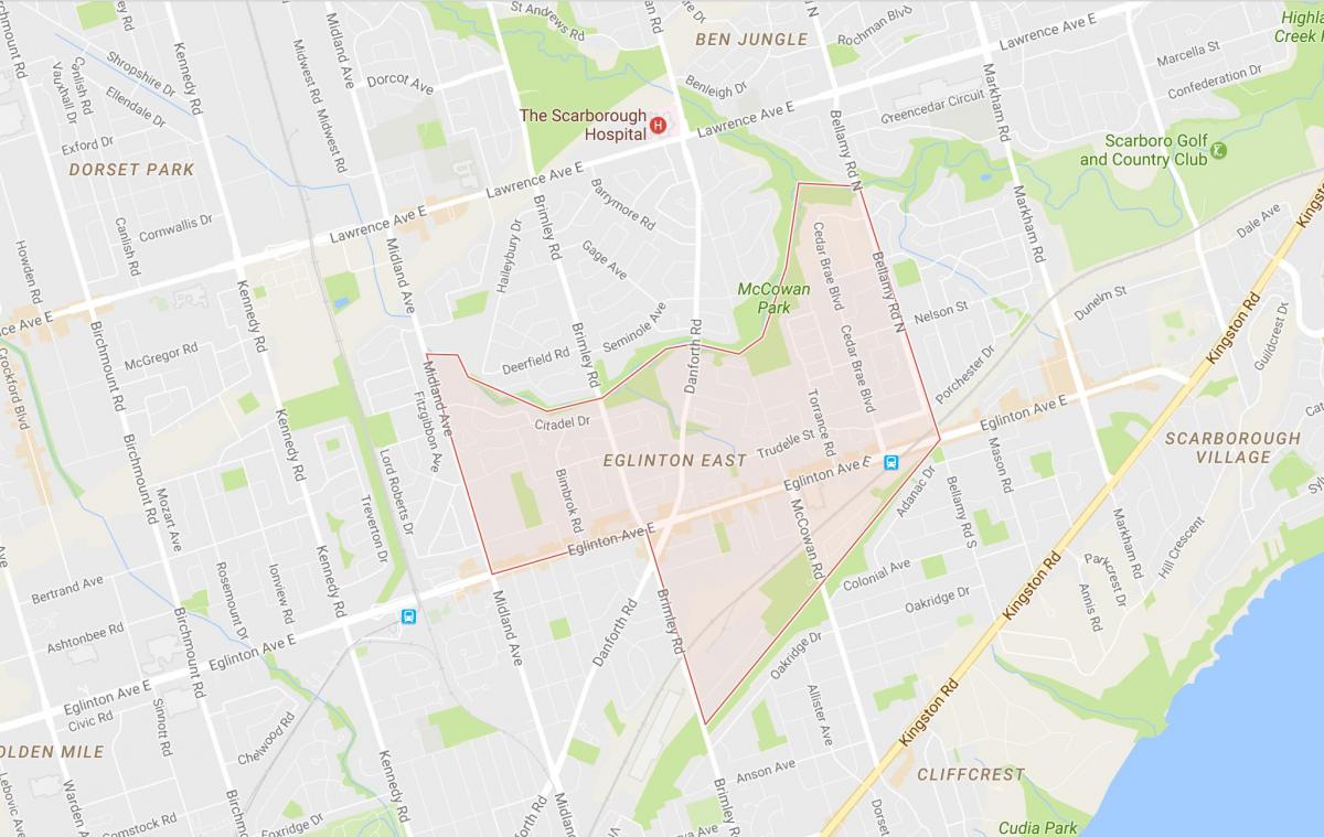 Mapa de Eglinton Est del barri de Toronto