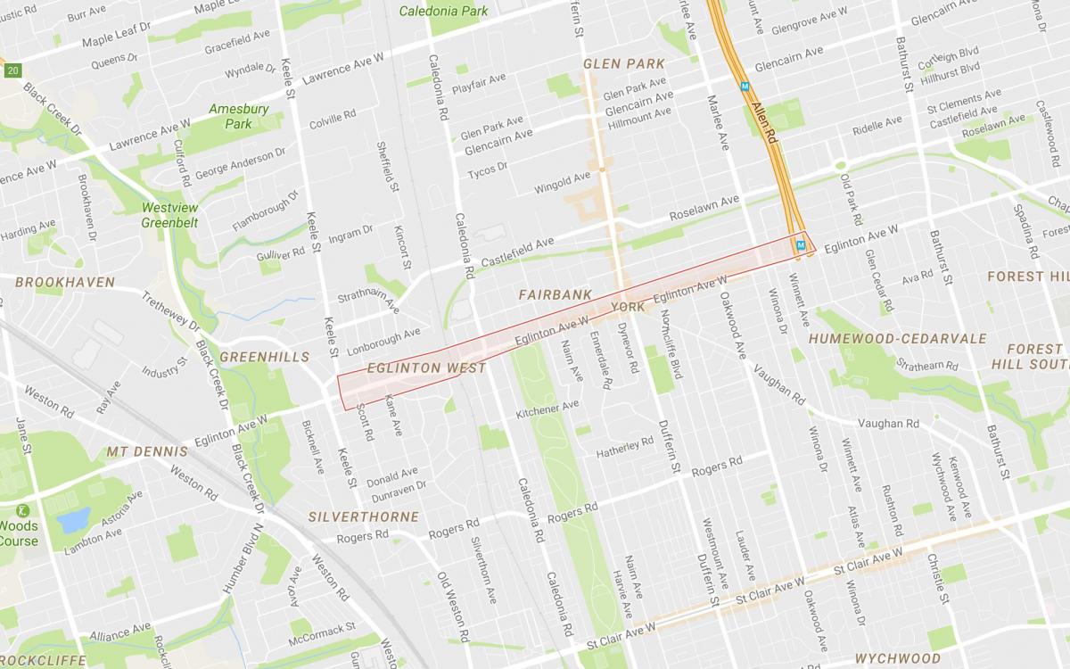 Mapa de Eglinton Oest del barri de Toronto