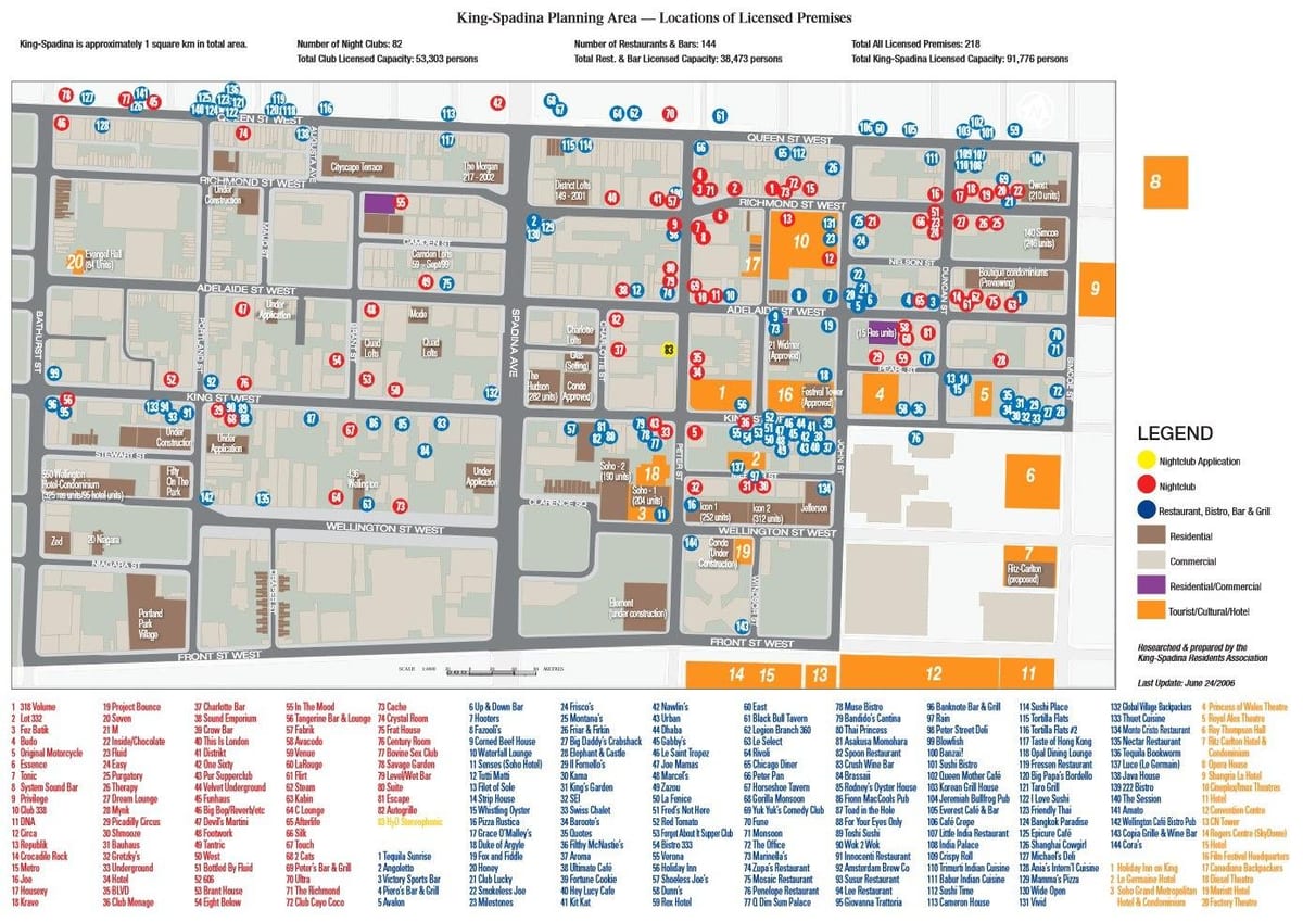 Mapa de La zona d'Oci de Toronto informació