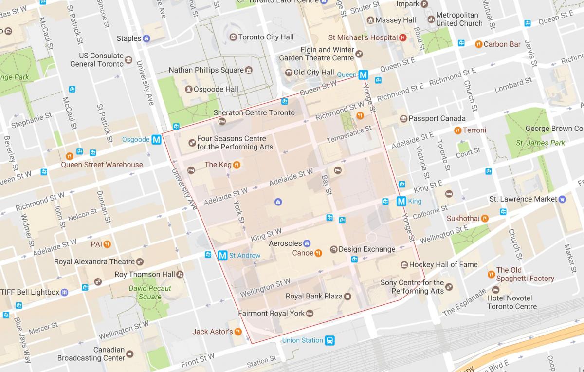 Mapa del Districte Financer de barri de Toronto