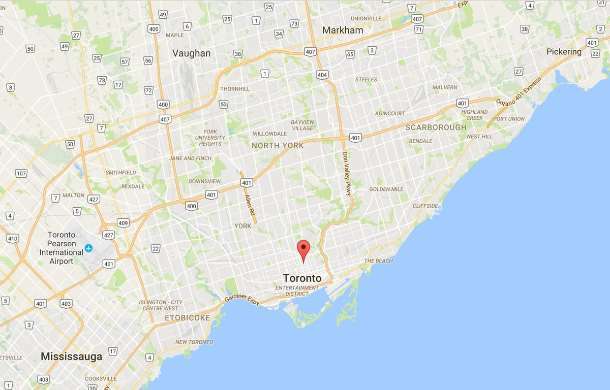 Mapa de l'Església i de Wellesley districte de Toronto