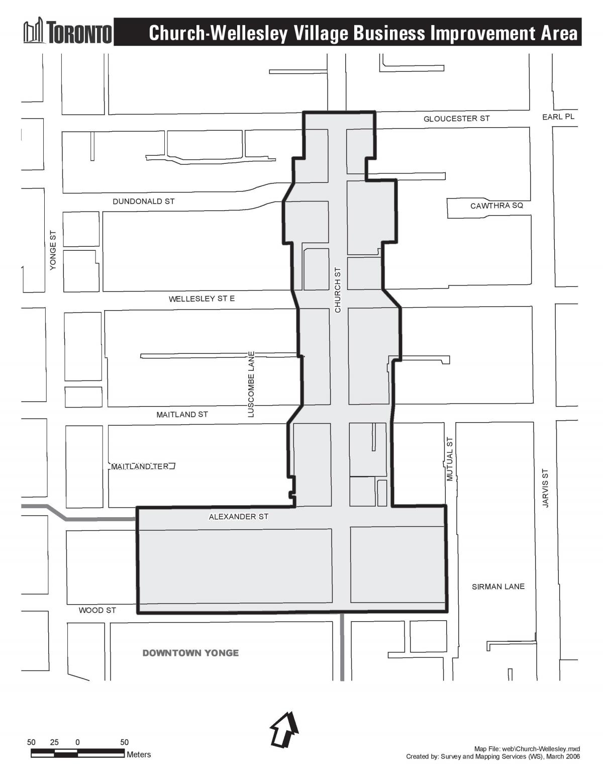 Mapa de l'Església-Wellesley Poble de negoci Millora de la Zona de Toronto