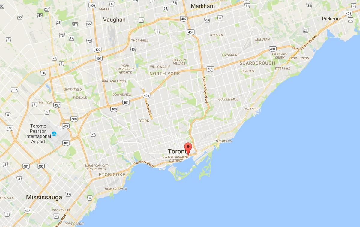 Mapa de l'Est Bayfront districte de Toronto