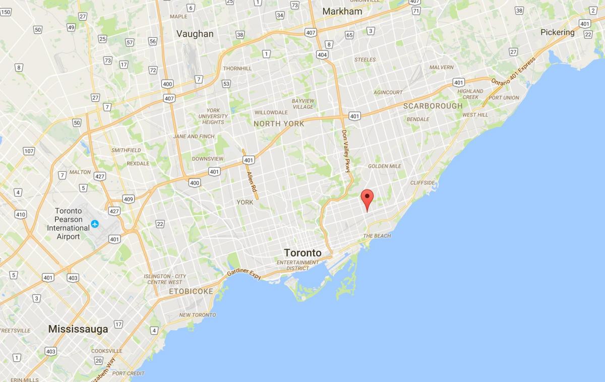 Mapa de l'Est Danforth districte de Toronto