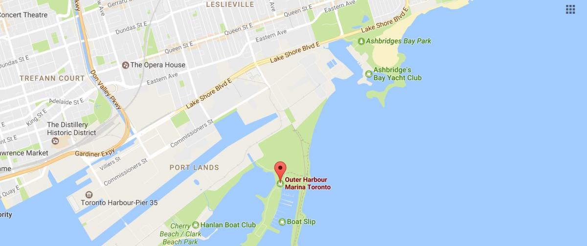 Mapa de l'Exterior del port marina de Toronto