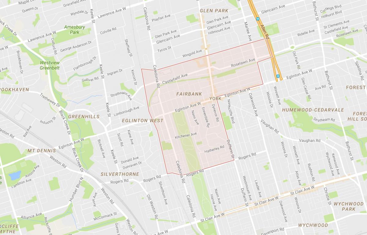 Mapa de Fairbank barri de Toronto