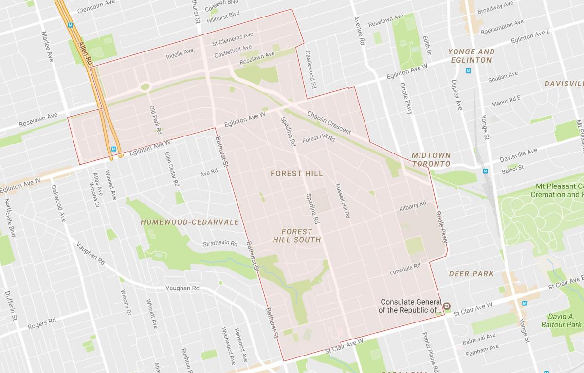 Mapa de Forest Hill barri de Toronto