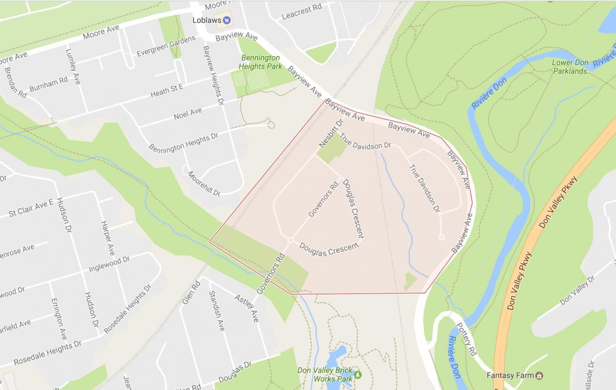 Mapa de Governador del Pont de barri de Toronto